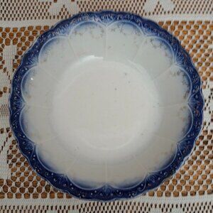 Antique Imperial China Semi-Porcelain Flow Blue Cereal Dish